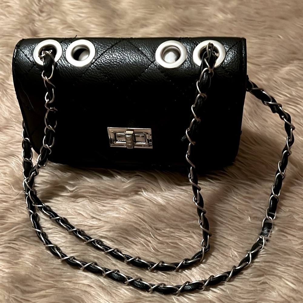 Black Quilted Faux Leather Bag